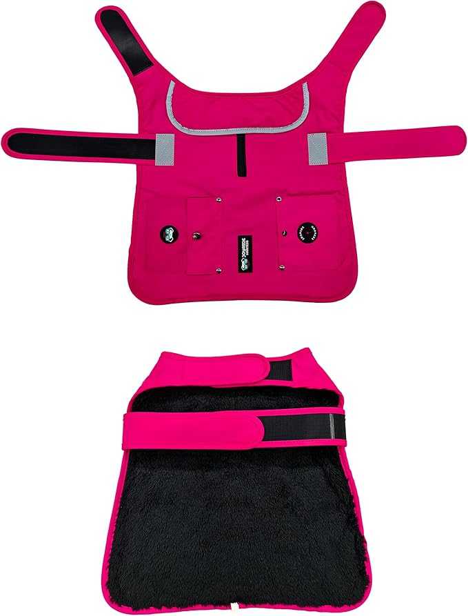 Joyride Harness FrostFlex Dog Winter Jacket - Fleece Lined & Water-Resistant - Snowsuit with Pockets for Treats & Poop Bags - Durable Cold Weather Dog Coat - Pink Berry-XXL