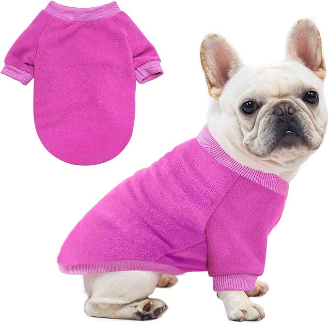 Idepet Dog Fleece Sweater - Soft Puppy & Cat Pullover Sweatshirt - Warm Winter Shirt - Classic Cat Apparel - X-Small, Purple