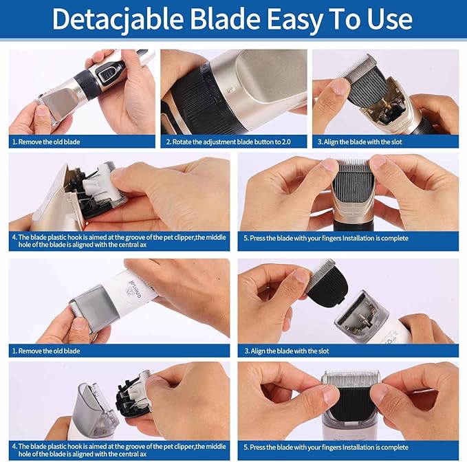 2 Pack Dog Grooming Replacement Blade Compatible with Oneisall Low Noise Dog Clippers, Dog Hair Vacuum Clipper Made of Ceramic Blade & Stainless Steel Blade Size3.2mm