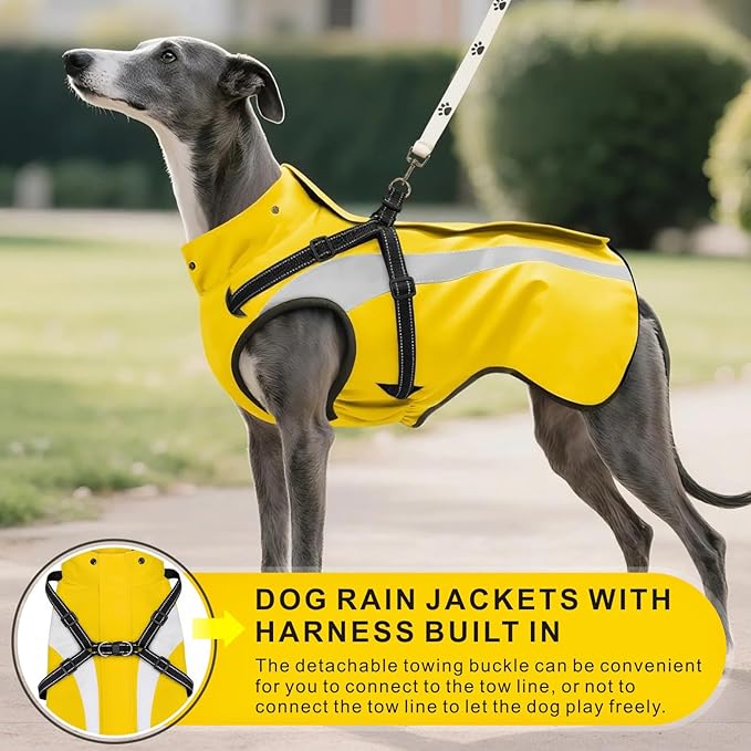 Mosucoirl Dog Raincoat Waterproof Raincoats for Dog Reflective Dogs Rain Jackets with Hood Hoodie Pet Rain Poncho Coat for Small Medium Large Dogs Puppies S-XXL (Yellow, M)