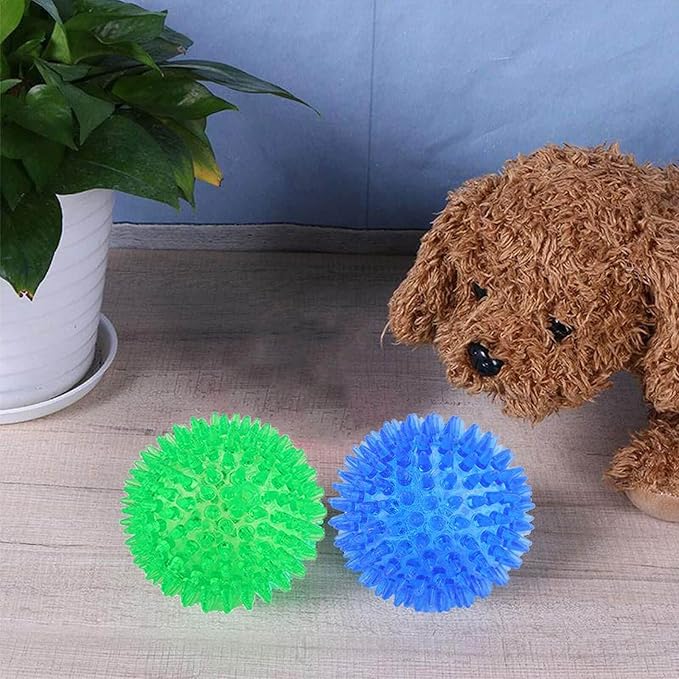 Orgrimmar 6 PCS Pet Squeaky Chewing Balls Dog Soft Stab Cleaning Teeth Toys Balls with High Bounce for Small Medium Large Pet Dog Cat Toys(Small,2.55in)