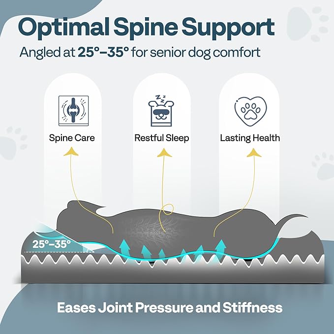 Orthopedic Medium Sized Dog Bed with Removable Washable Cover, Waterproof & Non-Slip Base, Cat Couch Sofa, Comfortable Pet Bed with Cooling/Warming, Dual-Layer Interior Padding, 28", Grey