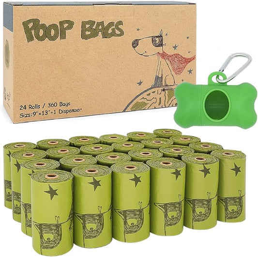 Ley's Dog Poop Bags 360 Count, Lavender Scented Extra Thick Waste Bag with Dispenser, 100% Leak Proof, Doggie Bag Refill Rolls