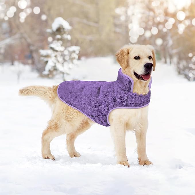 Malier Dog Winter Coat, Reversible Fleece Dog Cold Weather Coats, Windproof Warm Snow Puppy Jacket Vest Pet Clothes for Small Medium Large Dogs (Purple, Small)