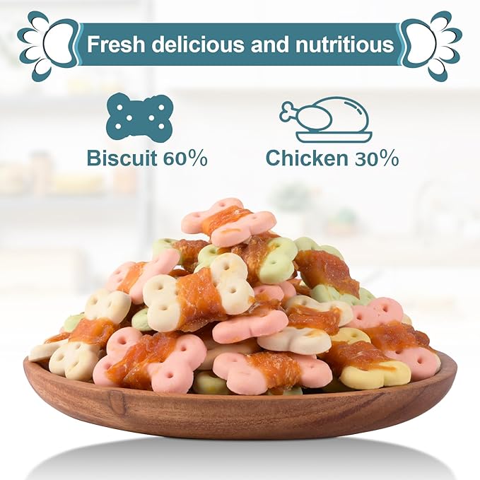 Dog Treats Biscuits Wrapped in Chicken Chews for Small Dog no Rawhide1 lb/454g