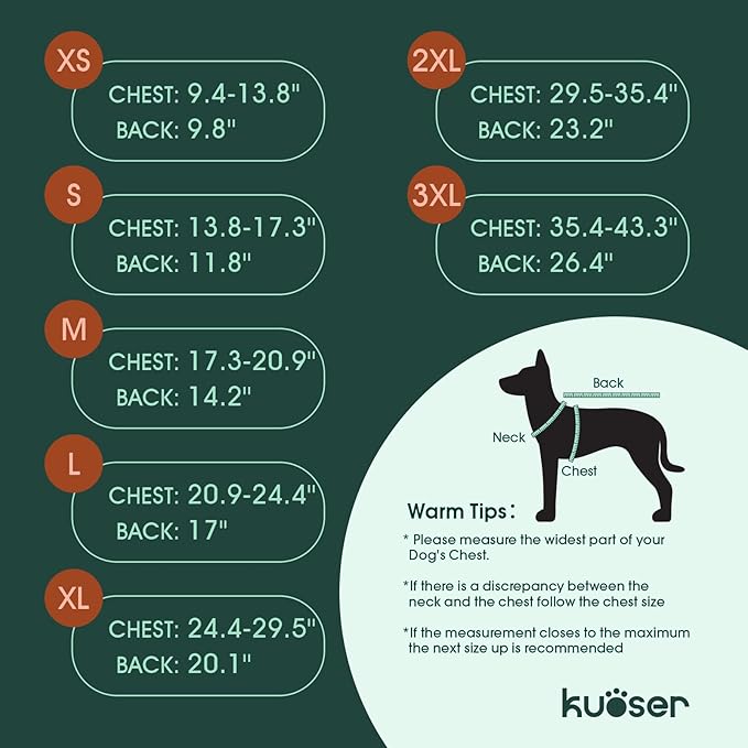 Kuoser Reversible Winter Coat, British Style Jacket for Small Medium Dogs - Warm, Windproof Puppy Cold Weather Vest, Green M