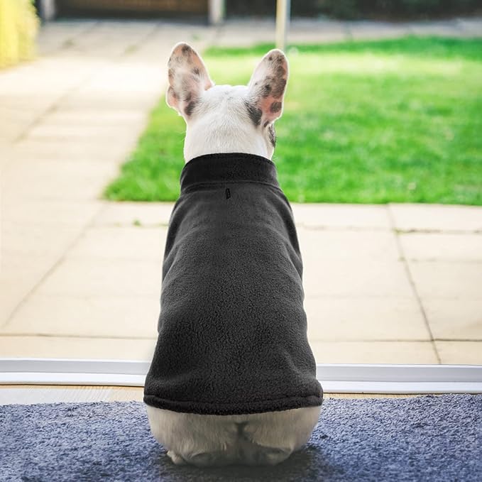 FUAMEY Dog Fleece Vest for Large Dogs,Warm Stretchy Dog Sweatshirts Pullover with Leash Hole Dogs Sweater Soft Pet Turtleneck Cozy Pet Vest Lightweight Sleeveless Black L
