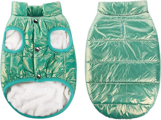 ASENKU Dog Winter Coat - Waterproof Windproof Dog Jacket, Warm Snowproof Doggie Puffer Vest for Cold Weather, Lightweight Snow Coats for Small Medium Large Dogs (Mint Green, S)