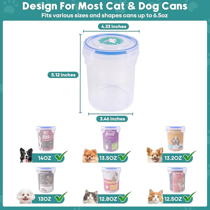 Canned Cat Food Storage Lids,Reusable Airtight Can Cover Pet Food Sealer - Keeps Dog Food Storage Container Food Fresh, Cat Food Container Eliminates Odor, Easy To Use With SUS 304 Spoon,Can Opener