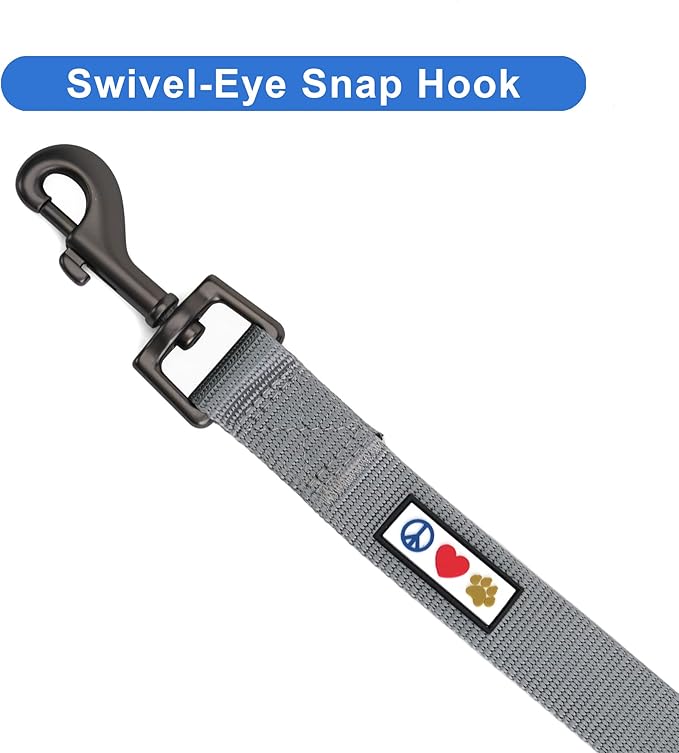 Pawtitas Personalized Dog Leash - Embroidered Custom Leash with Pet Name & Phone Number, 6 ft Long, Grey, Extra Small