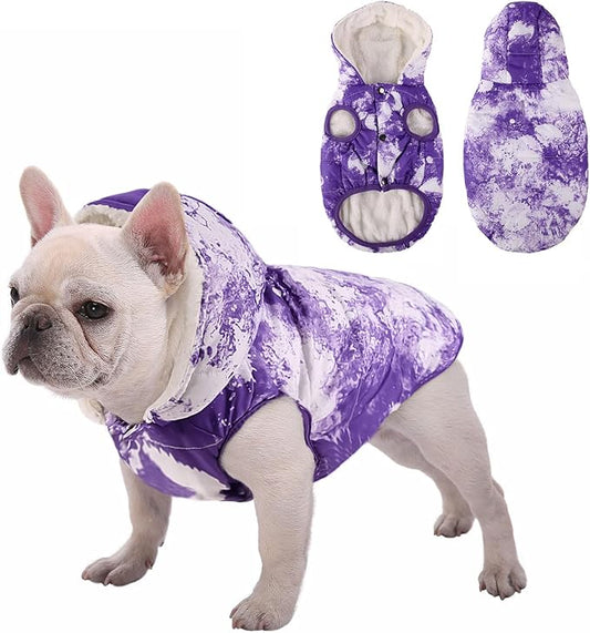 SAWMONG Dog Fleece Hoodie, Windproof Waterproof Dog Coat Cold Weather Pet Apparel Clothes Vest for Large Dogs