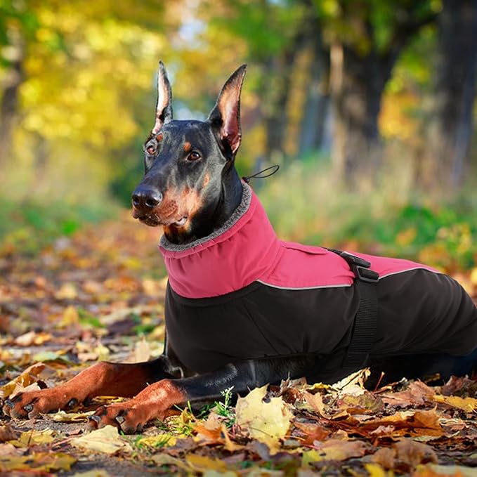 IDOMIK Dog Winter Coat, Reflective Waterproof Dog Jacket for Cold Weather, Warm Pet Coats for Small Medium Large Dogs, High Collar Doggy Fleece Snow Jacket, Winter Vest with Adjustable Buckle,3XL