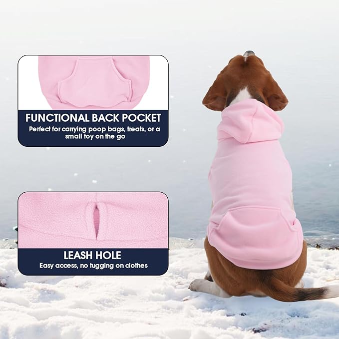 IECOii Warm Dog Hoodie for Large Dogs, Extra Large Dog Hoodie Fleece Vest with Leash Hole & Pocket, Big Dogs Sweatshirt for Giant Breed, Pullover Sleeveless Great Dane Sweater, Pink, 4XL