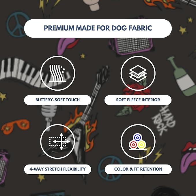 Spark Paws Dog Hoodie – Premium Dog Sweater for Small, Medium, and Large Dogs | Warm Outfits for French Bulldogs, Pitbull, Puppy, Winter Jacket Alternative - Rock and Roll - L