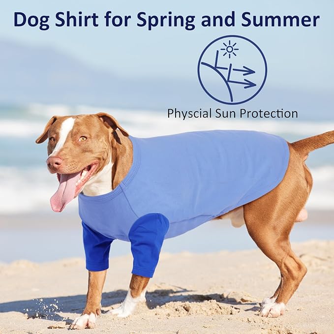 IKUPUKO 2 Pack Dog T-Shirts for Extra Large Dogs Soft Breathable Cotton Shirt Shedding Control Clothes for Great Dane, Summer Hot Weather Walking, Seaside, Park Play, XXXXXL