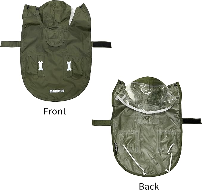 Waterproof Dog Raincoat, Adjustable Reflective Lightweight Pet Rain Clothes with Poncho Hood (Army Green, XX-Large)