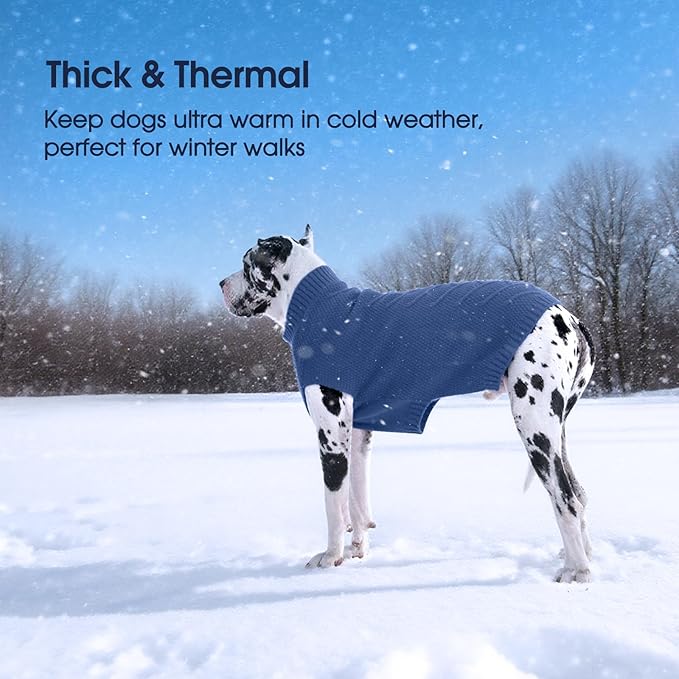 IECOii Great Dane Sweater,5XL Dog Sweater for Extra Large Dogs Breed,XXXXXL Dog Sweaters Christmas Outfit,Thick Warm Dog Winter Sweater for Male Female Dogs,Pullover Big Dog Sweater,Blue-5XL