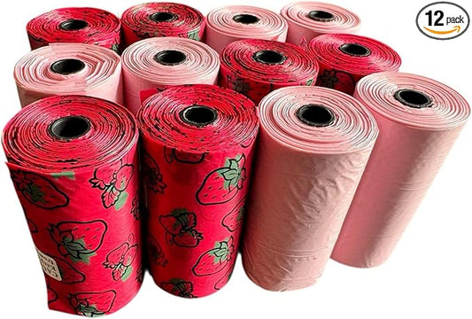 Dog Poop Bags – Leak-Proof Pet Waste Bags with Dispenser and Refill Rolls, Scented & Unscented Options, Eco-Friendly, 240 Count-12 Pack (Red)