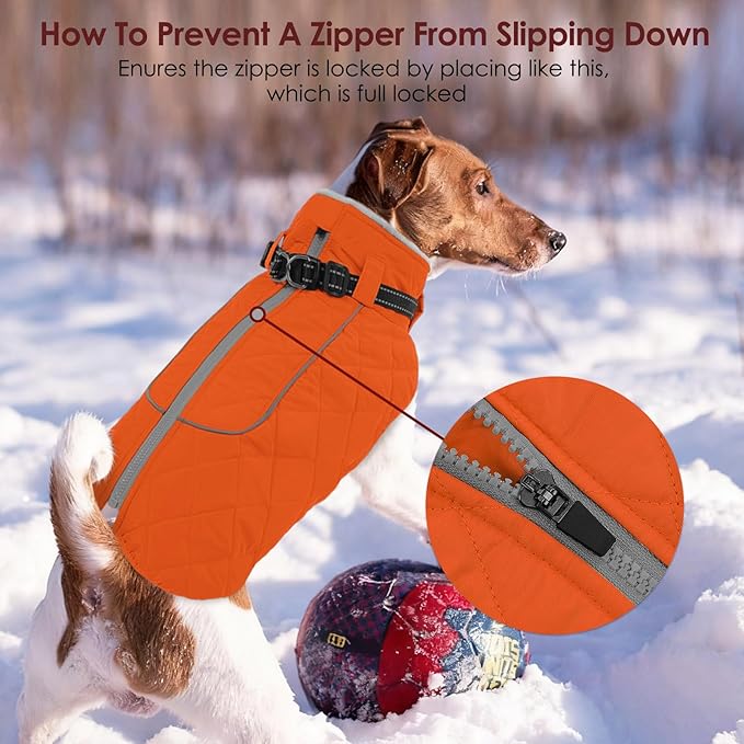 AOFITEE Coat for Extra Large Dogs, Warm Turtleneck Dog Winter Jacket with Back Zipper, Waterproof Dog Puffer Jacket for Large Dogs, XL Pet Coat Warm Snowsuit for Corgi, Border Collie, Beagle