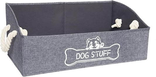Large Dog Toy Box - Trapezoid Dog Toy Bin with Handles, Collapsible Pet Supplies Storage Basket, Perfect for Organizing Dog Cat Toys and Accessories