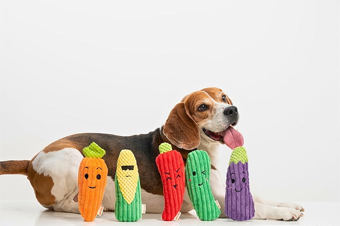 Squeaky Dog Plush Toy, Bite_Stick Collection, 8'', for Small and Medium Dogs (Corn)