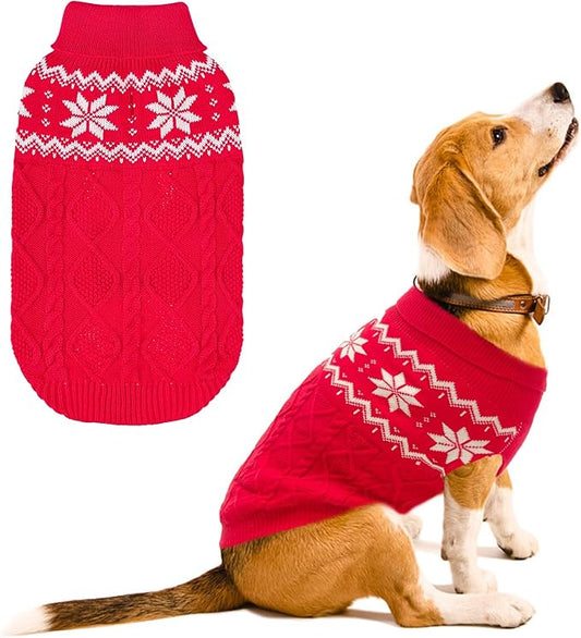 Warm Winter Dog Sweater - Cold Weather Pet Clothes for Small Medium Large Dogs Indoor Outdoor, Soft Classic Knit Puppy Apparel
