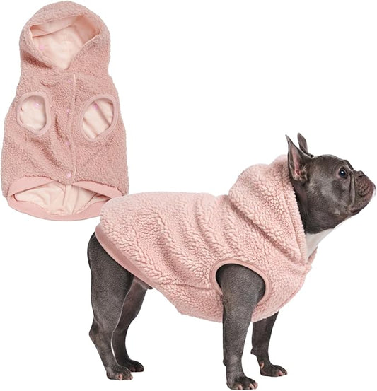 Spark Paws Teddy Dog Sweater, Sherpa Vest with Warm Fleece Lining, Winter Coat Suitable for Small Medium Large XL XXL Breeds - Pink - L