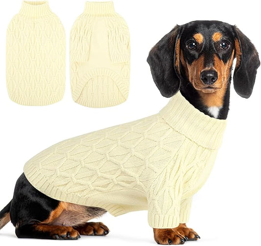 Queenmore Dog Sweaters for Large Dogs Girls Boys,Warm Pullover Extra Large Dog Sweater,Dogs Christmas Sweaters,Classic Turtleneck Thick Clothes for Extra Large Pets, Pitbull, Boxer(Beige,XL)