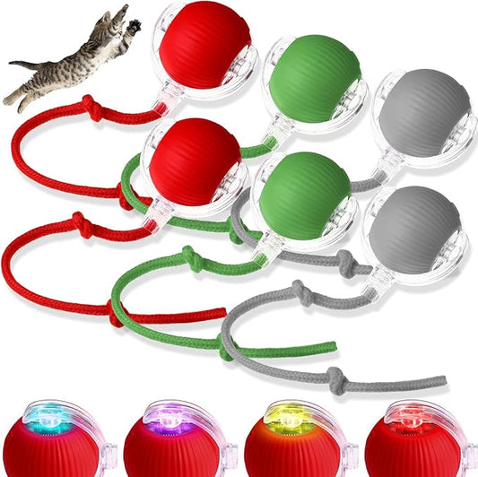 6 Pack Interactive Cat Ball Toy 360° Automatic New Interactive Rolling Ball Rechargeable for Christmas Indoor Cat Dog Gifts Exercise Electric Self Rolling Toy Large and Small Puppy Kitten