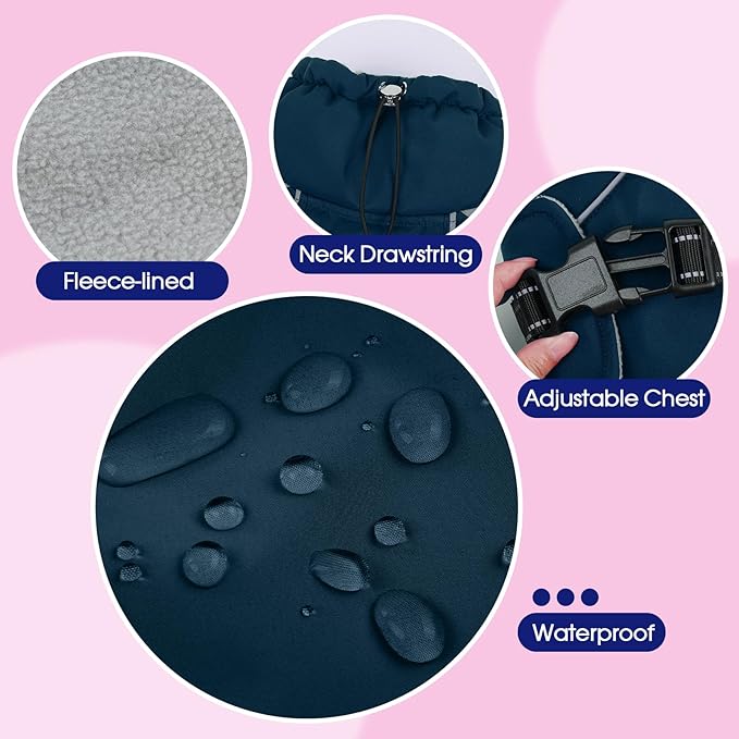 FUAMEY Dog Cold Weather Coats,Dog Winter Jackets for Small Dogs Warm Dogs Coat with Reflective Strips Waterproof Pet Snowsuit Thick Paded Pets Vest for Yorkshire Chihuahua Blue S