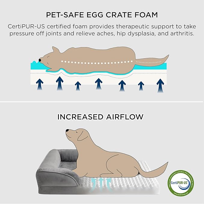 Bedsure Orthopedic Dog Beds for Small Dogs - Washable Small Dog Cat Bed Waterproof, Comfort Pet Couch Sofa with Washable Removable Cover, Pets Bed with Nonskid Bottom, Dune Haze Blue, 24"