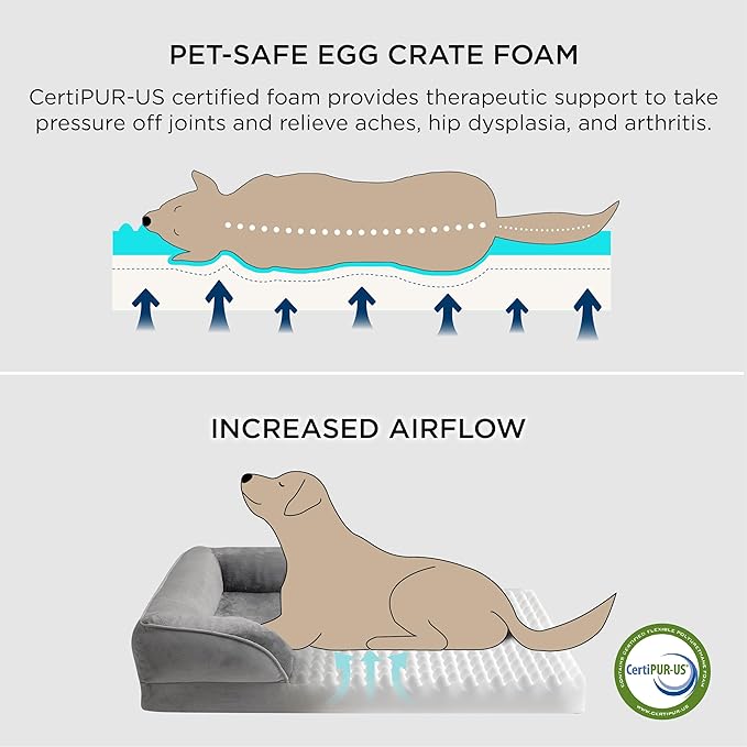 Bedsure L Plus Orthopedic Dog Bed for Large Dogs - Washable Dog Cat Bed Waterproof, L Plus Big Comfort Dogs Couch Sofa with Washable Removable Cover, Pet Bed with Nonskid Bottom, Hazel, 38"