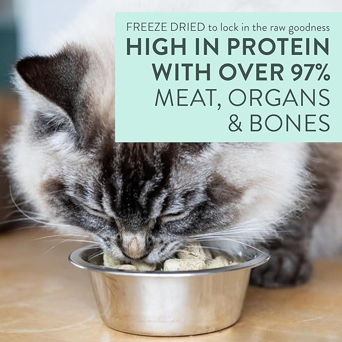 The New Zealand Natural Pet Food Co Meow Freeze Dried Cat Food - Chicken & King Salmon Recipe, High Protein Treats & Toppers, Dry Cat Food,9.9oz