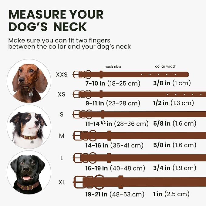 BronzeDog Rolled Leather Dog Collar with QR ID Tag, Adjustable Soft Round Collars for Small Medium Large Dogs Puppy (7" - 10" Neck Size, Cognac Brown)