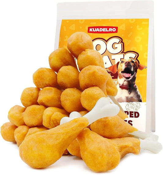 Dog Treats, Chicken Wrapped Calcium Bones Rawhide Free Dog Chews Long Lasting Chicken Training Treats Teeth Cleanning Chewy Snacks for Medium and Large Breed 10.54oz/19-20pcs