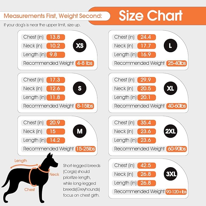 DENTRUN Dog Coat with Harness Built in, Extra Large Water-Repellent Dog Jacket, Turtleneck Windproof Reflective Strips for Great Dane, Orange, XXXL