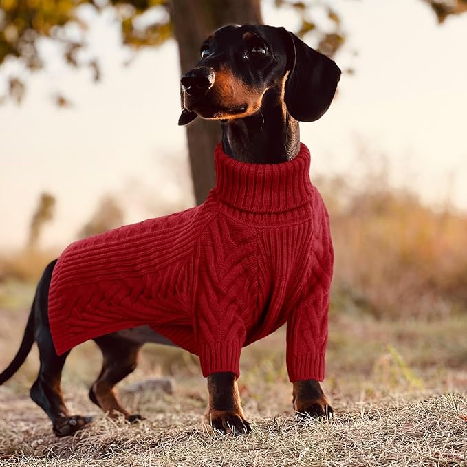 ASENKU Extra-Large Dog Sweater, Dog Sweaters for Extra Large Dogs, Pet Sweatshirt Apparel Turtleneck Pullover Winter for Doberman, Great Dane (Red, 4XL)