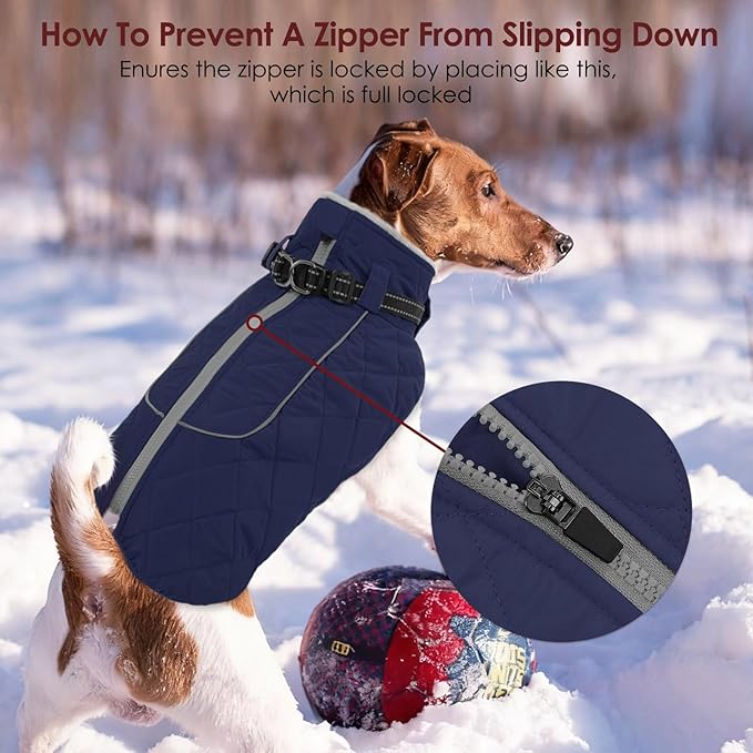 AOFITEE Coat for Medium Dogs, Turtleneck Warm Dog Winter Jacket with Back Zipper, Medium Pet Snowsuit with Reflective Trims, Dog Puffer Jacket for JackRussell, Boston Terrier, French Bulldog
