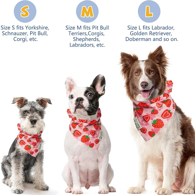 SCENEREAL Summer Dog Bandana, Double Side Dog Scarf for Small Medium Large Dogs Cats Puppy,Holiday Bandanas for Dogs Boys Girls, Premium & Soft Fabric Pet Accessories for Birthday Party Days, (Size L)