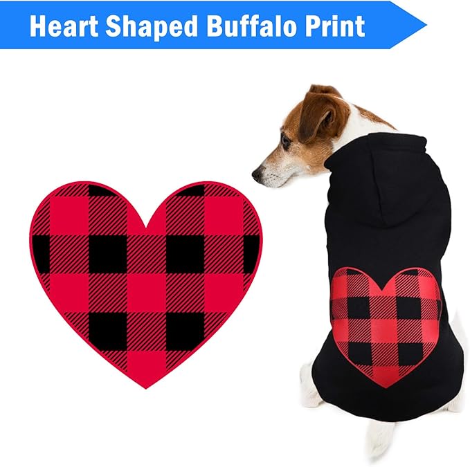 Dog Hoodie Dog Sweaters for Small Dogs Pet Clothes Black Buffalo Plaid Warm and Soft Breathable Cozy(S)