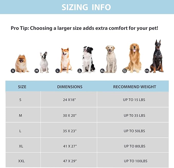 Dog Cooling Mat for Large Dogs - 35x23 Orthopedic Memory Foam Pet Pad for Summer, QMAX>0.5, Washable Premium Comfort Crate Pad for Your Furry Companion, Blue