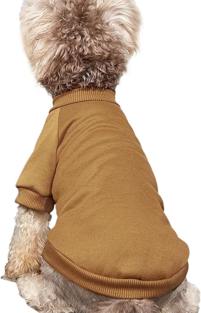 Puppy Sweater for Small Dogs Clothes Warm Winter Cat Clothe Pet Sweatshirt Knitwear Doggie Kitten Clothing, Coffee, Medium