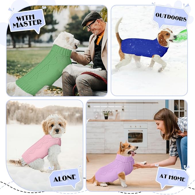 Dog Sweaters for Small Medium Large Dogs Girl, Soft Warm Turtleneck Pup Dogs Shirt, Double Knitting Collar for Outdoor Playing, Warm Dog Clothes (S,Royal Blue)
