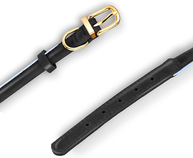 OOPSDOGGY Reflective Rolled Leather Dog Collar Adjustable Soft Padded Pet Collar for Small Medium Large Breed Dogs (Black, S, 10"-13")