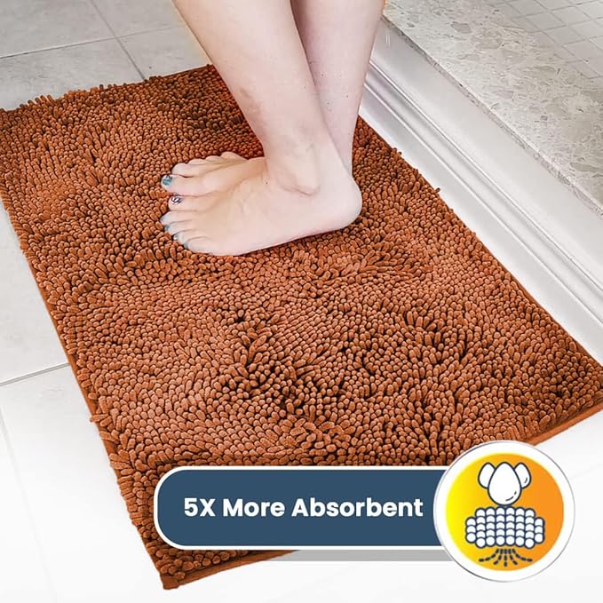 Muddy Mat® Shown on TV – Super Absorbent Microfiber Dog Door Mat for Muddy Paws, Non-Slip Washable Pet Rug, Quick Dry Chenille Entryway Carpet, Machine Washable Indoor Outdoor mat, Orange 30"x19"