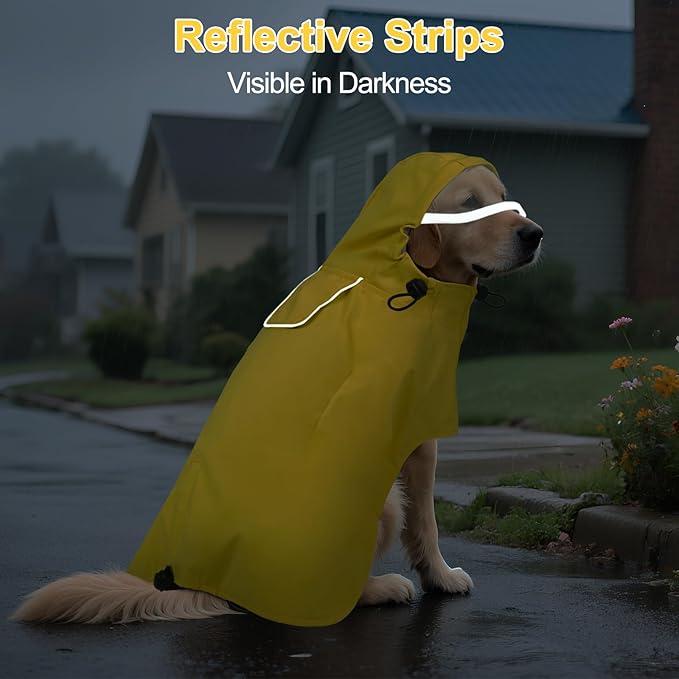 DENTRUN Heavy Duty Dog Raincoat with Hood for German Shepherd, Alaskan Malamute – All-Weather Protection for Hiking, Hunting, Stormy Days – Reinforced Seams, XXXL