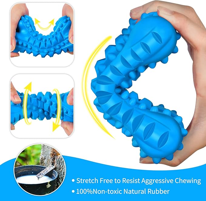 LEGEND SANDY Dog Toys for Aggressive Chewers Large Breed, Durable Dog Bones Squeaky Chew Toy, Nearly Indestructible Dog Toys for Large, Tough Natural Rubber Puppy Chew for Medium Teeth Cleaning