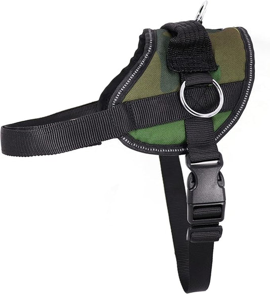 Bark Appeal Green Camo No-Pull Dog Harness for Small to Medium Sized Pets – Adjustable, Reflective Vest with 3 Leash Clips for Added Control, Easy Walks & Training – Medium