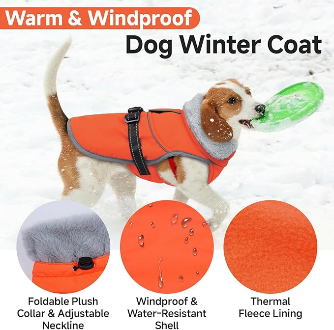 Lelepet Warm Dog Winter Coat Reflective Dog Jacket Fleece Vest Waterproof Windproof Cold Weather Coats with Adjustable Buckle Turtleneck Snowsuit for Small Medium Large Dogs,Rottweiler,Great Dane,XXXL