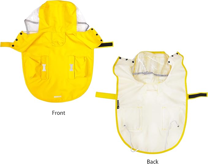 Dog Waterproof Raincoat with Poncho Hoodie, High Reflective Adjustable Yellow Pet Rain Jacket with Leash Hole for Small Medium and Large Dogs (Yellow, XXX-Large)